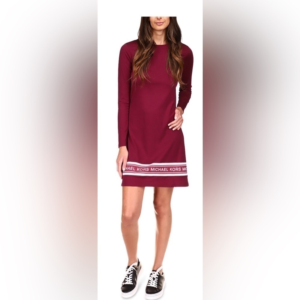 *NWT*MICHAEL KORS Long Sleeve Crew Neck Above the Knee T-Shirt Dress -S - Picture 1 of 5